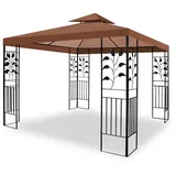 habeig Pavillon 100% Wasserdicht Toskana Metallpavillon 3x3m inkl. Dach wasserfest, 100% Wasserdicht braun
