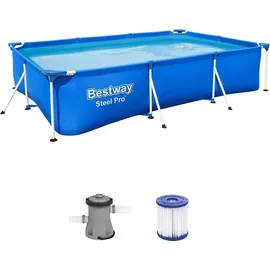 BESTWAY Steel Pro Frame Pool Set 300 x 201 x 66 cm inkl. Filterpumpe