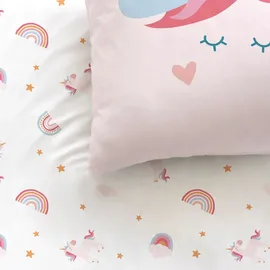 MTOnlinehandel Unicorn Regenbogen Rosa 135 x 200 cm + 80 x 80 cm