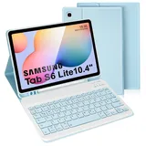 LAMA Samsung Galaxy Tab S6 Lite Hülle mit Tastatur, Kabellose Tastatur Hülle für Tab S6 Lite 10,4“ 2020/2022(SM-P610/P615/P613/P619), Bluetooth Tastatur Hülle, Deutsches QWERTZ Layout (Blau)