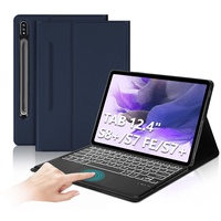 IVEOPPE Samsung Galaxy Tab S7 Fe Tastatur, Tastatur Hülle mit Touchpad für Samsung Galaxy Tab S7 FE/S7+/S8+ 12.4'', Abnehmbarer Tastatur für Galaxy Tab S7 Plus/S8 Plus mit QWERTZ Layout, Dunkelblau