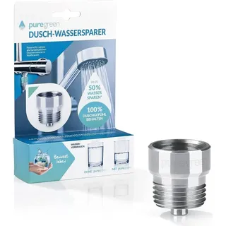GOURMETmaxx puregreen) Wassersparer für die Dusche | Spart bis zu 50% Wasser - chromfarben blue Green Wassersparer Sanixa Dusche Einsatz Strahl Regler Reduzie...