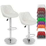 TRESKO Barhocker BH-009, drehbar mit Lehne, 60-80cm Sitzhöhe, Kunstleder, beige, 2 Stück