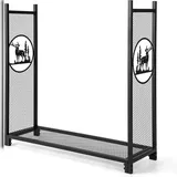 Costway Kaminholzregal Metall 121 x 38 x 117 cm Schwarz