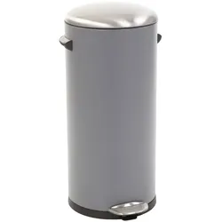 PROREGAL Retro Treteimer mit markanten Griffen und Kugelkappe | 30 Liter, HxØ 68,5x29,2cm | Kunststoff-Inneneimer | Grau