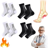 Kompressions-Socken Nachts, Orthopädische Kompressionssocken, Kompressionssocken gegen Fersensporn und Plantarfasziitis (4Pair, L-XL)