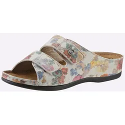 Pantolette FRANKEN-SCHUHE, Damen, Gr. 38, bunt (weiß, bunt), Lederimitat, sportlich, Schuhe