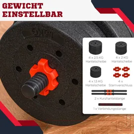 Homcom Hantel-Set Verstellbare Kurzhantel 25 kg Schwarz