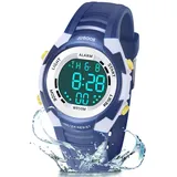 Juboos Kinder Digitaluhren,7 Farben LED-Licht Kinder Sport Armbanduhr Jungen Wasserdicht Kinderuhr mit Alarm Stoppuhr,Kinderuhren Outdoor Armbanduhr für Jungen Mädchen 5-18