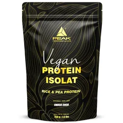 PEAK Vegan Protein Isolat - 750g - Geschmack Choco Coco I 25 Portionen I Pulver I pflanzliche Proteinquellen: Erbse - & Reisprotein I für Muskelaufbau I Süße aus Stevia I GMO-free 750 g