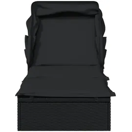 vidaXL Sonnenliege mit Kissen 182 x 118 x 63 cm Schwarz