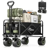 SAMAX Bollerwagen Faltbar Offroad Camping Edition Schwarz/Matcha Grün