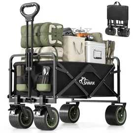 SAMAX Bollerwagen Faltbar Offroad Camping Edition Schwarz/Matcha Grün