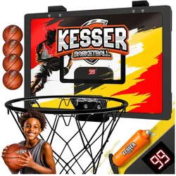 KESSER® Mini-Basketballkorb fürs Zimmer & Büro   Tür-Basketballkorb Indoor & Outdoor   Basketball-Board für Kinder-Zimmer & Wandmontage   Basketballbrett inkl. Ballnetz Pumpe & Ball