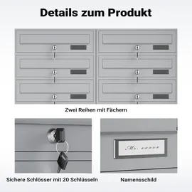 Wiltec Briefkastenanlage 2 x 5 Fächer silber