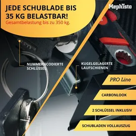 Mephisto Werkzeugwagen Carbon/Chrom/Stahl schwarz 9 Schubladen bestückt
