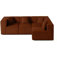 Lisa Design Arty - modulares Ecksofa rechts 5-Sitzer - Cord , Terrakotta - Orange