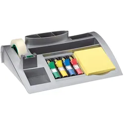 3M Post-it Tisch-Organizer C50, 256 mm x 68 mm x 166 mm, silber, Post-it Notes 654, 1 Organizer