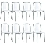 Gartentstuhl 8er Set Kunststoff weiß / grau stapelbar modern Spezia