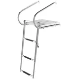 COSTWAY Poolleiter, 3-stufig, mit Plattform & Handlauf, bis 227kg, klappbar silberfarben