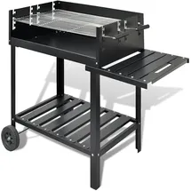 vidaXL BBQ Grill Säulengrill Standgrill Kohlegrill Barbeque mit 2 Rädern