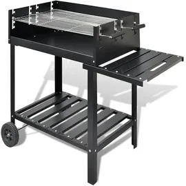 vidaXL BBQ Grill Säulengrill Standgrill Kohlegrill Barbeque mit 2 Rädern