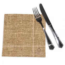 Schachtel mit 600 Papierservietten 40x40 mit verzierter Spitze – Farbe – Eco Nature + Sackleinen