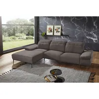 Ecksofa W.SCHILLIG "levi" Sofas Gr. B/H/T: 309cm x 80cm x 182cm, Flachgewebe S22, Longchair links, mit Kopfteilverstellung-mit Armlehnenverstellung-ohne Sitztiefenverstellung, braun (tobacco s22) inklusive Kopfstützenverstellung & Seitenteilverstellung, Breite 309cm