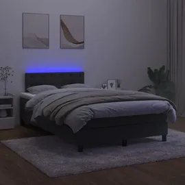 vidaXL Boxspringbett mit Matratze & LED Schwarz 120x200 cm Samt