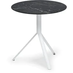 Trio Outdoor Bistrotisch rund Weiß HPL Marmor-Schwarz ∅60 cm