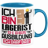 Trendation Lagerist Ausbildung Tasse Geschenk Ich Bin Lagerist In Der Ausbildung Ich Darf Das Geschenkidee Spruch (Schwarz)