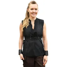 Battle-Merchant Levke Ärmellose Mittelalter-Bluse Schwarz L