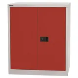 Bisley Aktenschrank Universal Flügeltürenschrank in Lichtgrau/Kardinalrot - Maße: H 100 x B 91 x T 40 cm grau|rot