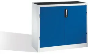 C+P Schwerlast-Beistellschrank mit Drehtüren, innen 1 Boden, H1000xB1200xT500mm Front Enzianblau Korpus Lichtgrau