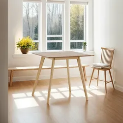 Kadima Design Quadratischer Kompakt-Esstisch, 80 cm, Robustes Holz, Beige