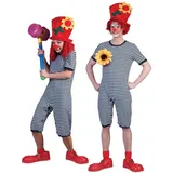 Funny Fashion Clown-Kostüm Ringel Badeanzug zum Clownskostüm für Erwachsene blau M