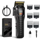 SUPRENT Haarschneider für Herren, Haarschneidemaschine Profi 6000RPM Langhaarschneider USB Wiederaufladbar Haartrimmer Bartschneider für Zuhause & Friseure, LED-Anzeige (Schwarz)