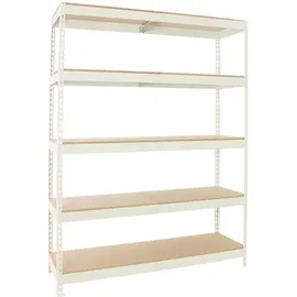 Proregal Schwerlastregal Wood Beast Five HxBxT 200x210x75cm | Fachlast 500kg | Weiß
