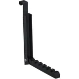 10 x Klapphaken, zum Einhängen, Türgarderobe für je 6 Kleiderbügel, Metall und Holz, Haken für 2 cm Türfalz, schwarz