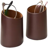 Bleiou Brillenhalter, PU-Leder, Brillenständer, für Schreibtische oder Nachttische, 2 Stück - Braun - Einheitsgröße - Einheitsgröße