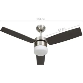 vidaXL Deckenventilator mit Lampe und Fernbedienung 108 cm dunkelbraun