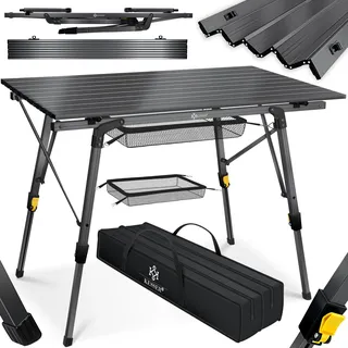 Kesser Campingtisch faltbar Klapptisch mit Aluminiumrahmen Aufrollbare Tischplatte Falttisch klappbar Höhenverstellung Anthrazit - Kesser