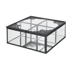 Aufbewahrungsbox , schwarz , Metall, Glas  , Maße (cm): B: 16 H: 6,5