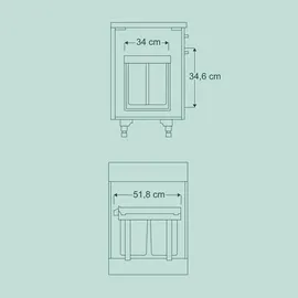 Relaxdays Einbaumülleimer 2x15 l Grau