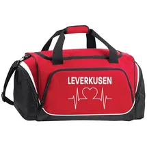 multifanshop Sporttasche - Leverkusen - Herzschlag - Druck weiß - Tasche