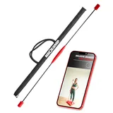 NEOLYMP Schwingstab Fitness 160cm mit Tragetasche - verstellbare Gewichte für Schwingenschlag - Gymnastikstab rot - ergonomischer Griff mit Anti-Rutsch-Struktur - Gymstick