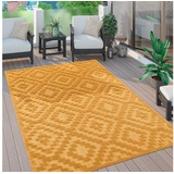 Paco Home Teppich »Livorno 672«, rechteckig, Uni-Farben, Scandi, Rauten Muster, Hoch-Tief Effekt, Outdoor geeignet, gelb