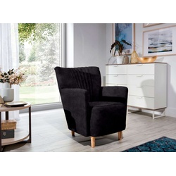 Stylefy Sessel Sono (Armlehnensessel), gepolstert, mit Armlehnen und Rückenlehne, frei im Raum stellbar, Schaumstoff T28 und HR 35, Skandinavisch Design schwarz