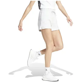adidas Damen Essentials SMALL Logo Feel Cozy Shorts, Light Grey Heather/White, L