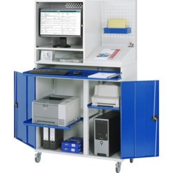 Rau Computer-Schrank 67T mit Monitorgehäuse T520mm, B1100xT520xH1895mm, mobil